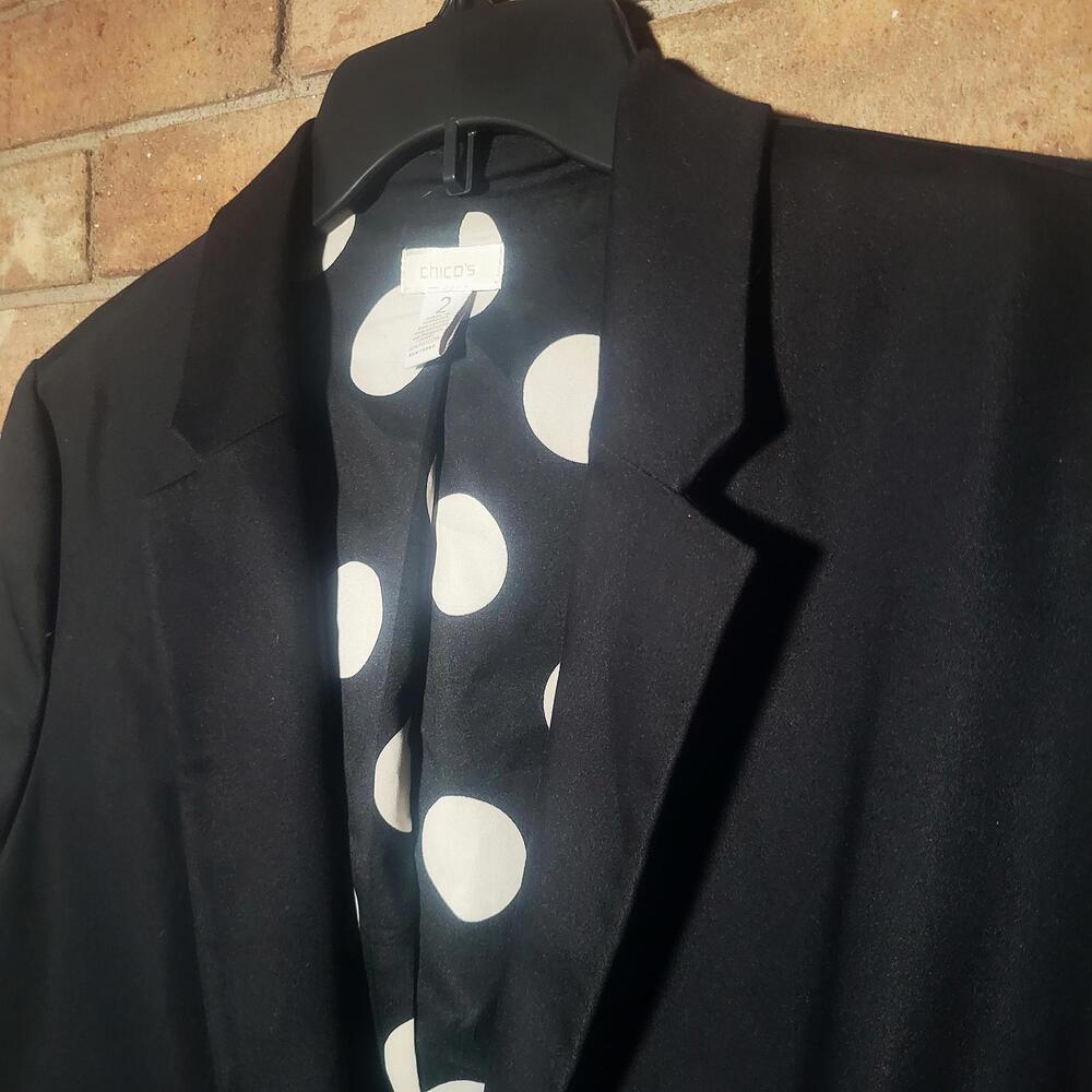 Chico's City Chic Blazer Black/White Polka Dot Lining NWOT Classic - Sz 2 (12) - Picture 2 of 9